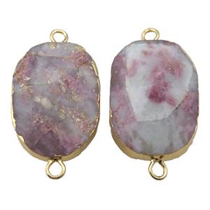 pink Jade connector, point, freeform, gold plated, approx 20-35mm [GM14747]