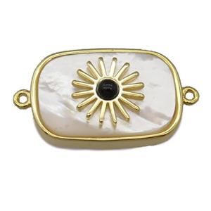 white pearlized shell rectangle connector, approx 16-22mm [GM14768]
