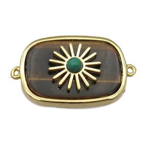 Tiger eye stone rectangle connector, approx 16-22mm [GM14770]