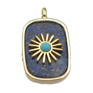 blue Lapis rectangle pendant, approx 16-22mm [GM14774]