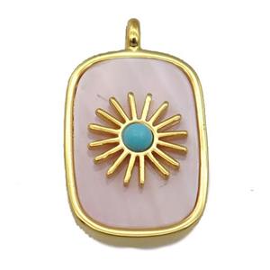 pink Queen Shell rectangle pendant, approx 16-22mm [GM14776]