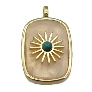 Rose Quartz rectangle pendant, approx 16-22mm [GM14778]