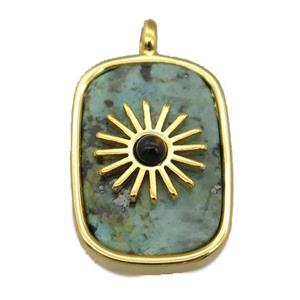 green African Turquoise rectangle pendant, approx 16-22mm [GM14779]