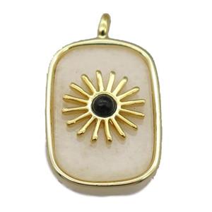 white Jasper rectangle pendant, approx 16-22mm [GM14780]