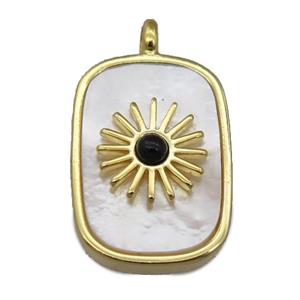 white pearlized shell rectangle pendant, approx 16-22mm [GM14781]