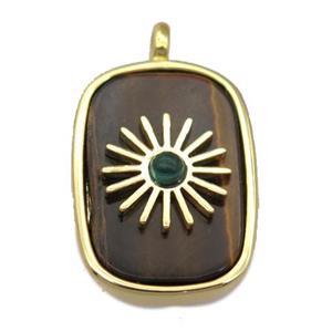 Tiger eye stone rectangle pendant, approx 16-22mm [GM14783]