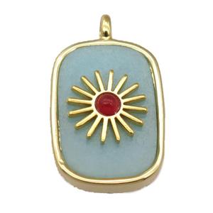 blue Amazonite rectangle pendant, approx 16-22mm [GM14784]