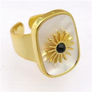 white Pearlized Shell Rings, approx 16-22mm [GM14796]