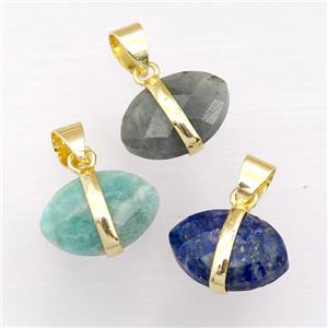 mixed Gemstone pendant, faceted oval, approx 10-15mm [GM14806]