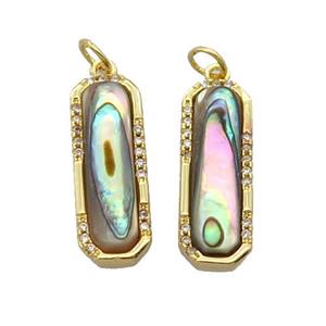 copper pendant pave zircon with Abalone shell, gold plated, approx 8-22mm [GM14831]