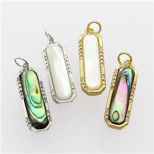 copper pendant pave zircon with shell, mixed, approx 8-22mm [GM14832]