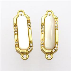 copper connector pave zircon with pearlized shell, gold plated, approx 7-17mm [GM14834]