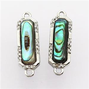 copper connector pave zircon with Abalone shell, platinum plated, approx 7-17mm [GM14835]