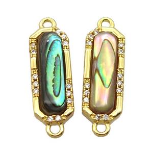 copper connector pave zircon with Abalone shell, gold plated, approx 7-17mm [GM14836]
