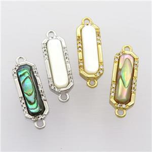 copper connector pave zircon with shell, mixed, approx 7-17mm [GM14837]