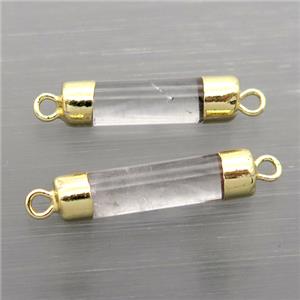 Crystal Quartz column connector, gold plated, approx 5-18mm [GM14839]