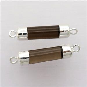 Smoky Quartz column connector, silver plated, approx 5-18mm [GM14840]
