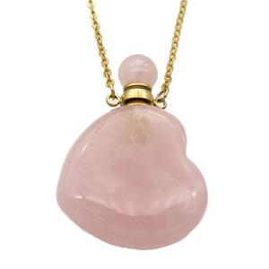 Rose Quartz perfume bottle Necklace, approx 28-30mm, 50cm length [GM14867]