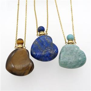 mix Gemstone perfume bottle Necklace, approx 28-30mm, 50cm length [GM14871]