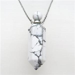 white Howlite Turquoise perfume bottle Necklace, approx 16-60mm [GM14884]