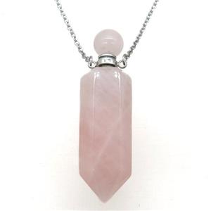 Rose Quartz perfume bottle Necklace, approx 16-60mm [GM14886]