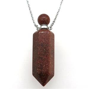 Gold SandStone perfume bottle Necklace, approx 16-60mm [GM14889]