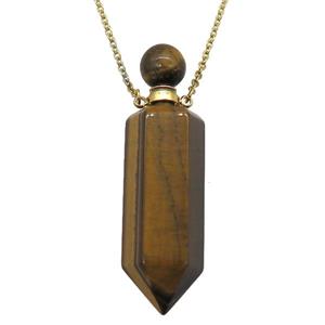 Tiger eye stone perfume bottle Necklace, approx 16-60mm [GM14897]