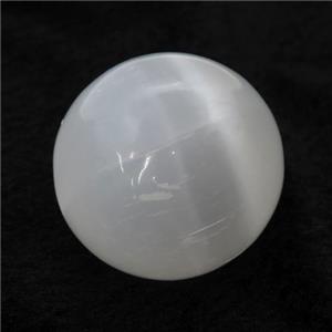 White Selenite Sphere Massage Ball Globe Nohole, approx 40mm dia [GM14910]