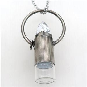copper perfume bottle Necklace with white howlite, gunmetal, approx 16-60mm [GM14918]