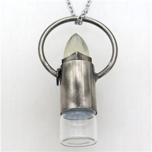 copper perfume bottle Necklace with lemon quartz, gunmetal, approx 16-60mm [GM14919]