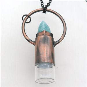 copper perfume bottle Necklace with amazonite, antique red, approx 16-60mm [GM14925]