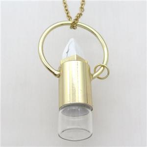 copper perfume bottle Necklace with white howlite, gold plated, approx 16-60mm [GM14931]