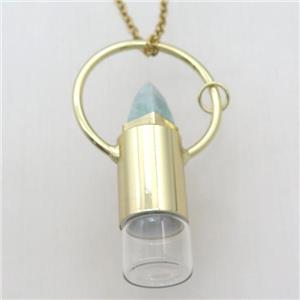copper perfume bottle Necklace with amazonite, gold plated, approx 16-60mm [GM14933]