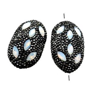 Clay oval Beads paved rhinestone with crystal glass, approx 25-45mm [GM14960]
