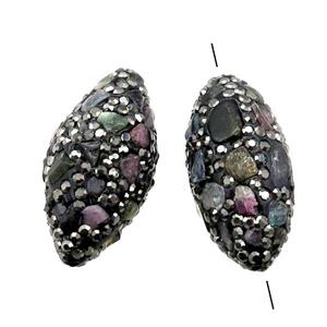 Clay barrel Beads paved rhinestone with Tourmaline, approx 15-32mm [GM14986]