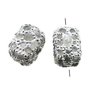 Clay cuboid Beads paved rhinestone with Labradorite, approx 15-20mm [GM14988]