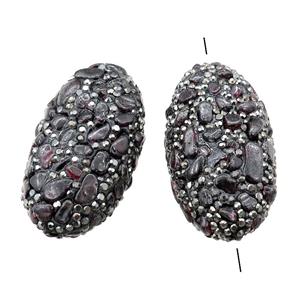 Clay oval Beads paved rhinestone with Labradorite, approx 25-45mm [GM14993]
