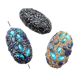 Clay oval Beads paved rhinestone, mixed, approx 25-45mm [GM14996]