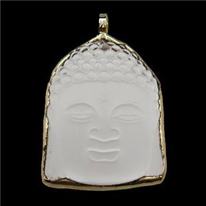 Chinese Crystal Glass buddha pendant, matte, gold plated, approx 37-50mm [GM15003]