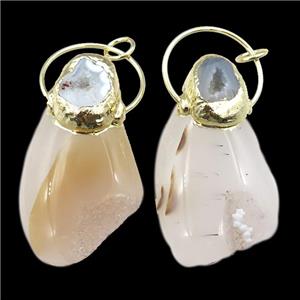 Natural Agate pendant, freeform, gold plated, approx 33-70mm [GM15007]