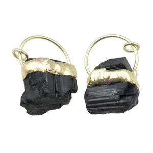 black Tourmaline pendant, gold plated, approx 30-40mm [GM15008]