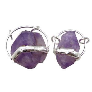 purple Amethyst pendant, silver plated, approx 30-40mm [GM15009]