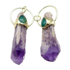 purple Amethyst pendant, gold plated, approx 20-70mm [GM15011]