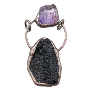 black Tourmaline pendant with amethyst, antique red, approx 18-50mm [GM15019]