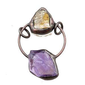 Amethyst pendant with citrine, antique red, approx 18-50mm [GM15020]