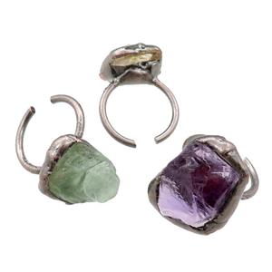mixed Gemstone Rings, adjustable, antique red, approx 20-25mm [GM15027]