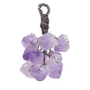 Amethyst pendant, wire wrapped, antique red, approx 30-50mm [GM15028]