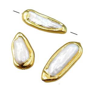 Cultured Pearl Beads, freeform, gold plated, approx 10-35mm [GM15067]