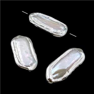 Cultured Pearl Beads, freeform, silver plated, approx 10-35mm [GM15068]