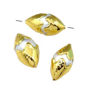 Cultured Pearl Beads, rice, gold plated, approx 12-30mm [GM15095]